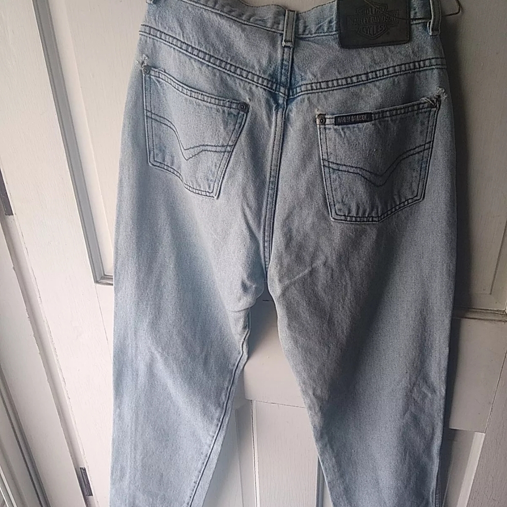 Harley Davidson Blue Jeans 10 Long Mom Jeans Vintage Old School